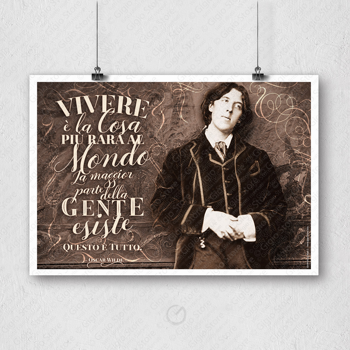Vivere è la cosa più rara al mondo la maggior parte della gente esiste questo è tutto Poster Adesivi Muri citazioni Oscar Wilde