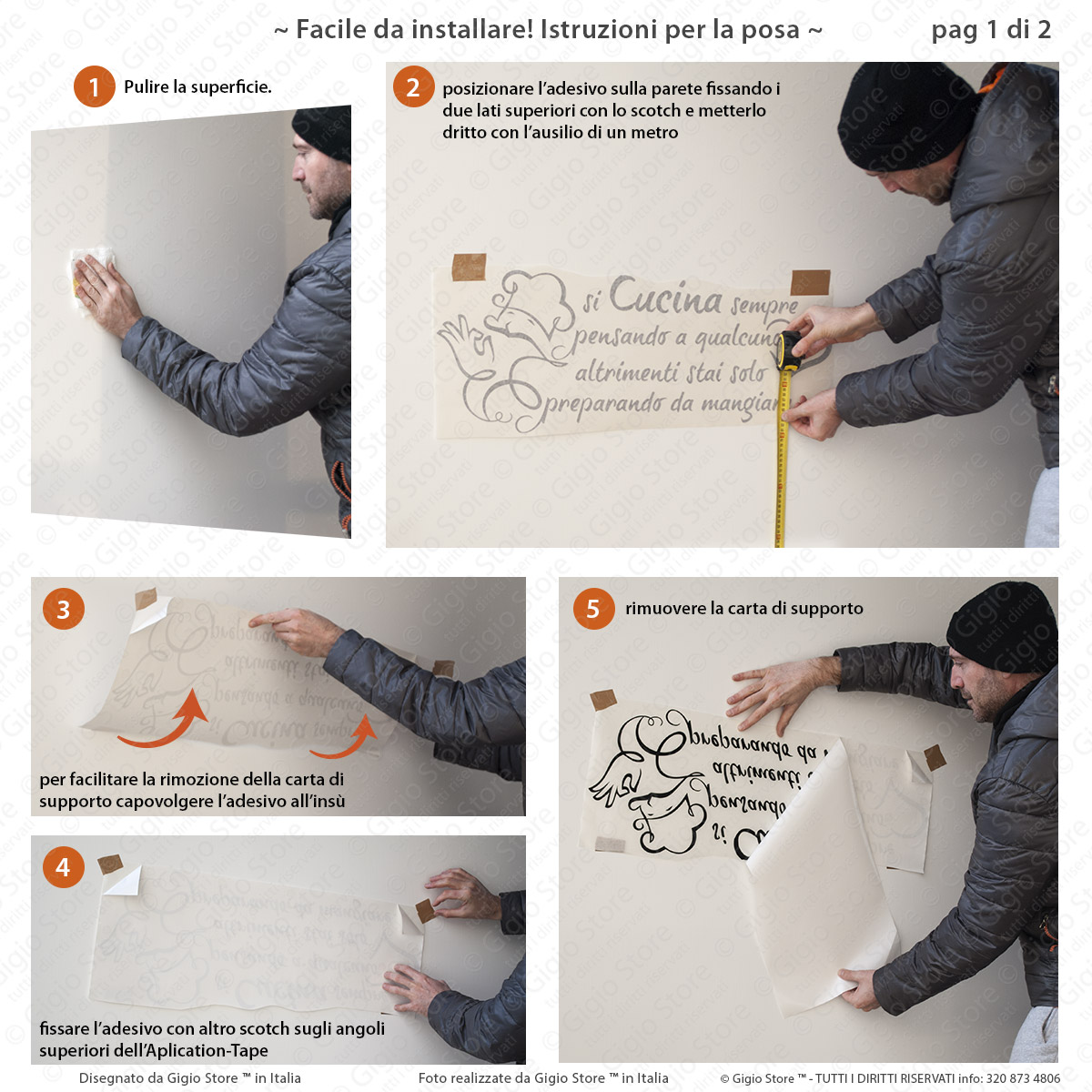Gigio Store istruzioni applicazione sticker adesivo muro parete si cucina sempre pensando a qualcuno (1 parte)