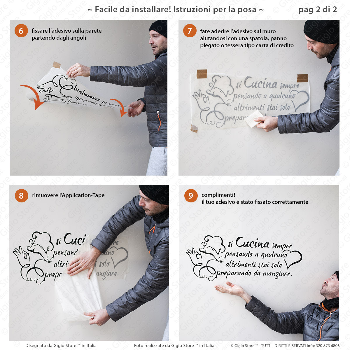 Gigio Store istruzioni applicazione sticker adesivo muro parete si cucina sempre pensando a qualcuno (2 parte)