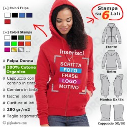 felpe con cappuccio, felpe personalizzate, felpa zip, felpe cotone biologico, felpe da donna, felpe con cerniera