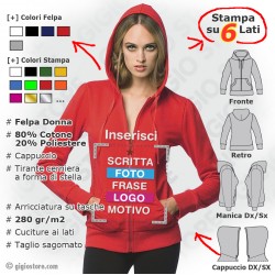 felpe personalizzate, felpe donna, felpa cappuccio donna, felpa zip, felpa cappuccio, felpe con zip, felpe ragazza, felpe online