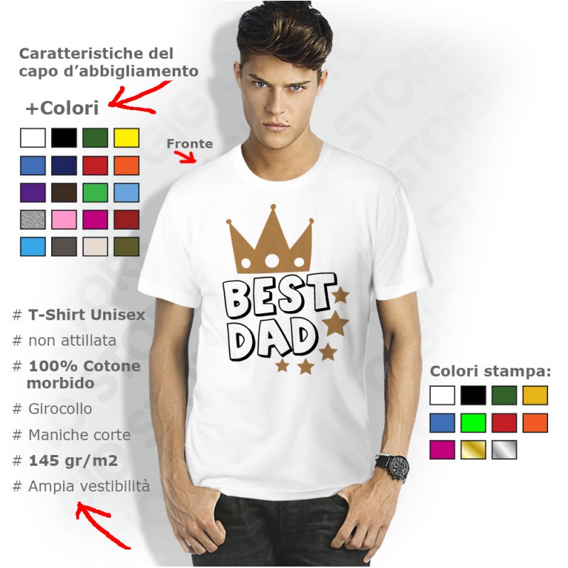 T-shirt 'Il Miglior Papà & Mamma' - Design Estival Fleurs Et étoiles - Cadeau Fête Des Mères/pères - Coupe Classique