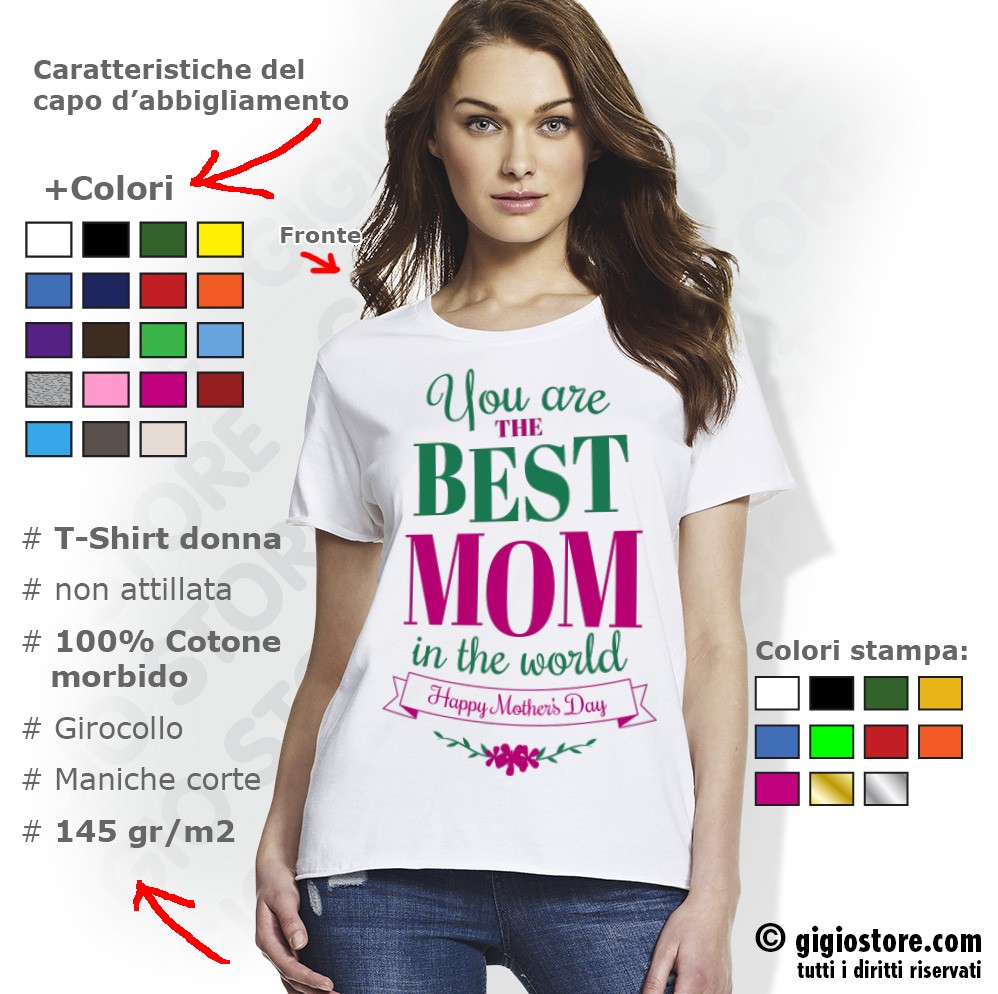 STAMPATEK Maglietta Festa della Mamma Personalizzata Tshirt Personalizzabile Mamma Figlio Figlia Maglia Idea Regalo Mamma Migliore del Mondo Tshirt Personalizzala con Nomi 