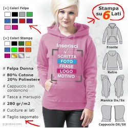 Felpa Personalizzata Donna con Cappuccio