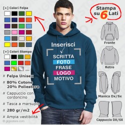 felpe personalizzate, felpa personalizzata, felpe online, felpe stampate, stampa felpe, felpe con cappuccio, felpa con cappuccio