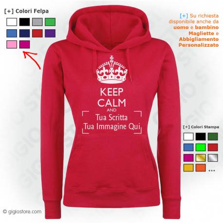 FELPA Donna KEEP CALM con Cappuccio