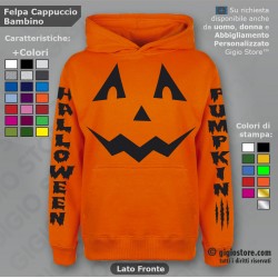 Festa Halloween, Felpe Personalizzate online, Magliette Halloween, Idee Regalo, Costumi Halloween, Felpa Bambino con Cappuccio