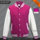 Felpa College Americano Ragazza Varsity Jacket Rosa Fucsia Hot Pink Bianca Taglia Giacca Baseball Bambina Moda giubbino Football