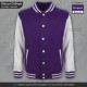 GIACCA COLLEGE Uomo Viola Porpora Bianca Giubbotto Baseball Felpa Varsity Jacket Purple White Moda Football