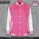 GIACCA COLLEGE Uomo Rosa Bianca Giubbotto Felpa Baseball Varsity Jacket Bubblegum Pink White Moda Football