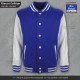 GIACCA COLLEGE Uomo Blu Reale Bianca Giubbotto Felpa Baseball Varsity Jacket Royal Blue White Moda Football