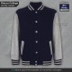 GIACCA COLLEGE Uomo Blu Navy Grigia Sport Melange Giubbotto Felpa Baseball Varsity Jacket Navy Blue Heather Grey Moda Football