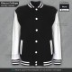 GIACCA COLLEGE Uomo Nera Bianca Giubbotto Felpa Baseball Varsity Jacket Americano Black White Moda Football