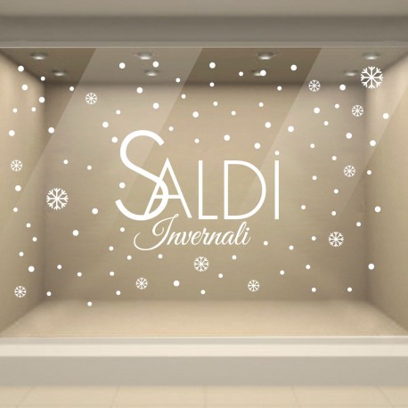 Wall Sticker Vetrofania Saldi Invernali fatta con Adesivo PVC di qualità intagliato prespaziato per Decorazioni Vetrine Negozi