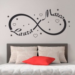 Wall Stickers Simbolo Infinito Amore Adesivi Murali Personalizzati con il tuo Nome per la decorazione della Tua camera da letto