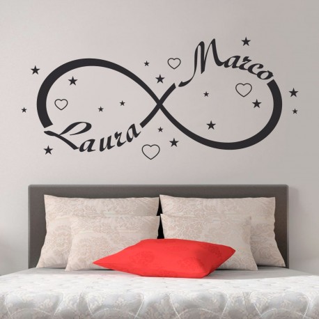 Wall Stickers Simbolo Infinito Amore Adesivi Murali Personalizzati con il tuo Nome per la decorazione della Tua camera da letto