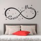 Wall Stickers Simbolo Infinito Amore Adesivi Murali Personalizzati con il tuo Nome per la decorazione della Tua camera da letto