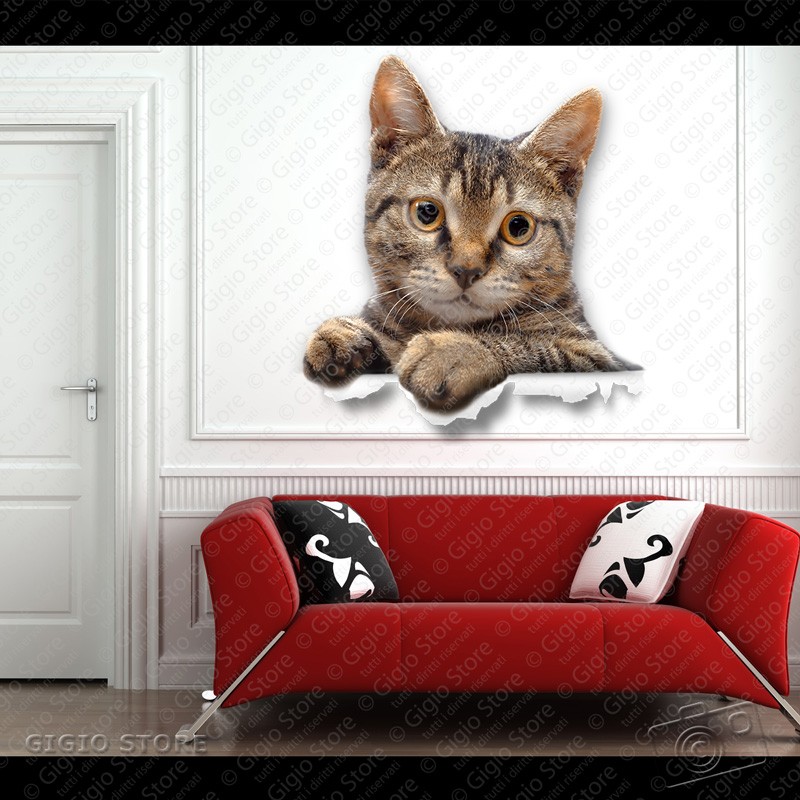 Alicemall Adesivi da Parete 3D Gatto Super Carino Wall Sticker Adesivi da Muro 