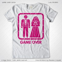 magliette per matrimonio, magliette sposi, t-shirt addio al nubilato, t-shirt addio al celibato, Magliette Game Over Sposi