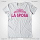 Magliette Matrimonio Addio al Nubilato La Sposa T-Shirt colore Bianco Stampa Personalizzata Fucsia Taglia XS, S, M, L, XL, XXL