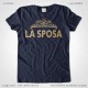 Magliette Matrimonio Addio al Nubilato La Sposa T-Shirt colore Navy Stampa Personalizzata Dorata Taglia XS-S-M-L-XL-XXL