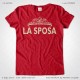 Magliette Matrimonio Addio al Nubilato La Sposa T-Shirt colore Rosso Veneziano Stampa Colore Crema Taglia XS-S-M-L-XL-XXL