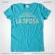 Magliette Matrimonio Addio al Nubilato La Sposa T-Shirt colore Turchese Stampa Personalizzata Colore Crema Taglia XS-S-M-L-XL