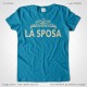 Magliette Matrimonio Addio al Nubilato La Sposa T-Shirt colore Blu Oceano Stampa Personalizzata Colore Crema Taglia XS-S-M-L-XL