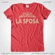 Magliette Matrimonio Addio al Nubilato La Sposa T-Shirt colore Corallo Stampa Personalizzata Colore Crema Taglia XS-S-M-L-XL