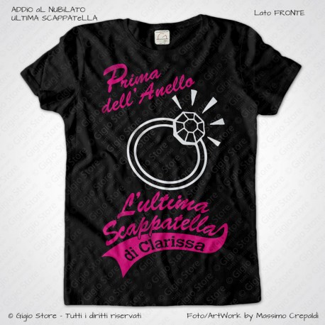 Magliette Addio Nubilato Ultima Scappatella Sposa T-Shirt Matrimonio Amiche Col Nero Stampa Fucsia-Bianco Taglia XS-S-M-L-XL-XXL