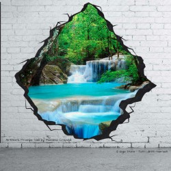 Trompe l'Oeil Adesivi Murali Wall Sticker Fiume con Cascata stampa HD qualità MADE in ITALY facile da attaccare su muri e pareti