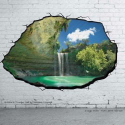 Trompe l'Oeil Adesivi idee regalo Murali Wall Sticker Lago con Cascata stampa HD qualità MADE in ITALY Wallpaper per muri pareti