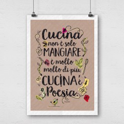 Cucina non è solo mangiare è molto di più Cucina è poesia Sticker Murali Poster Adesivi per Muri Pareti frasi citazioni Cucinare