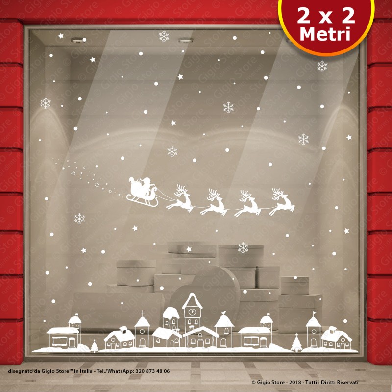 UMIPUBO Natale Vetrofanie Adesivi Buon Natale Albero Fiocco di Neve PVC Rimovibile Adesivo Finestra Festa Decorazione Vetrina Fai da Te Vetrina Stickers da Vetro 