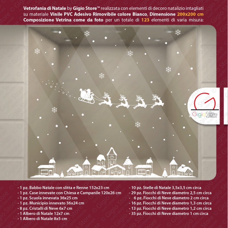 Bianco UEB Vetrofanie Natale Adesivi Fiocchi di Neve di Natale in Silicone Decorazioni per Vetro Finestra Vetrina 