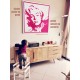 Poster Adesivo Gigio Store Wall Sticker Marilyn Monroe decorazione Casa Cucina Salotto Stampa HD colore Fucsia su PVC Bianco