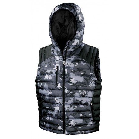 gilet smanicato con stampa Camouflage cappuccio integrato ottimo per lo sport il tempo libero e lavoro