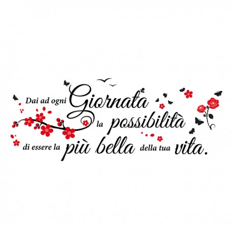 scritte adesive pareti italiano adesivi murali Giornata più bella Adesivi Murali bambini cameretta soggiorno cucina letto fiori