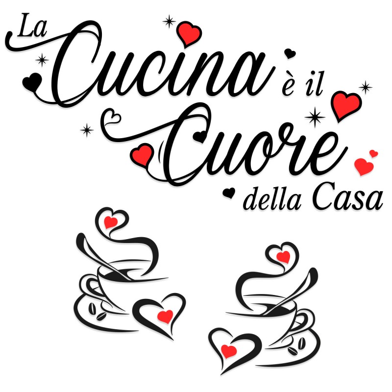 Scritta adesiva per la casa Cucina con amore - TenStickers