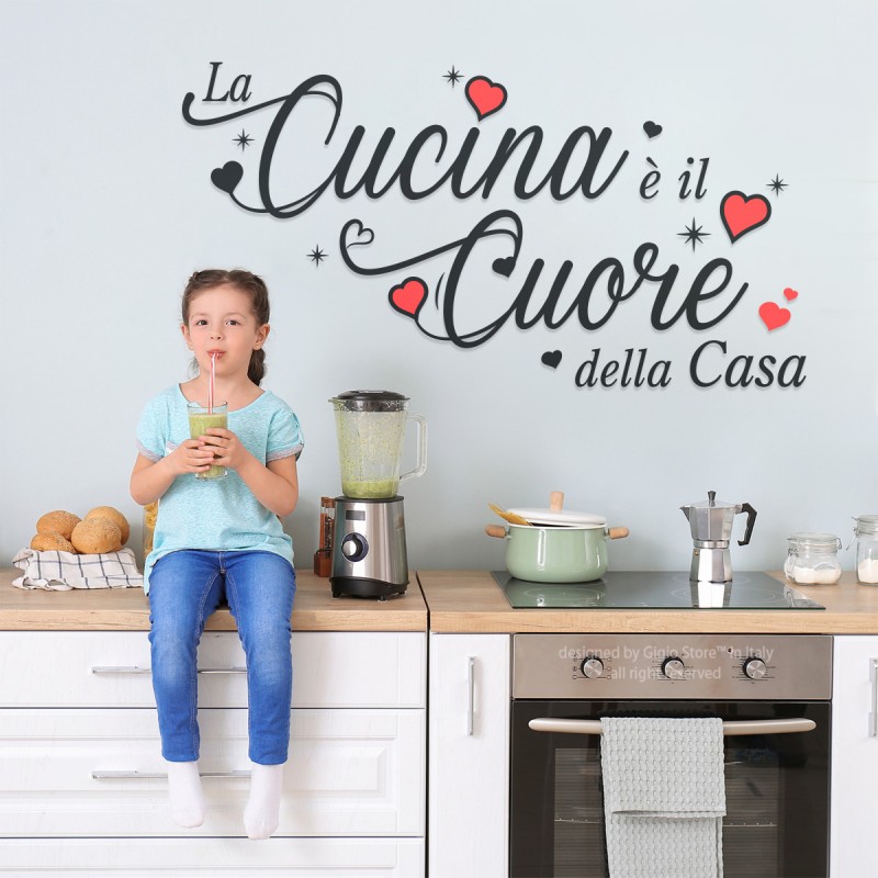 La Cucina è il Cuore della Casa Scritta Adesiva da Parete Gigio Store™