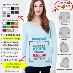 Magliette Personalizzate Donna Elasticizzate Manica Lunga Premaman Gravidanza