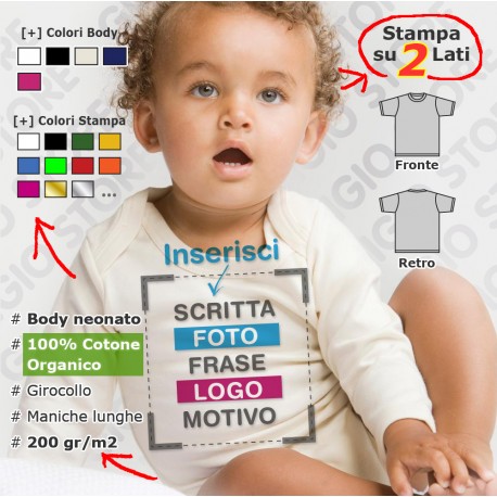 Body Neonato Personalizzati Manica Lunga