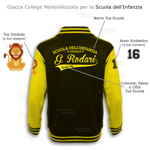 Giacca College Bambino Personalizzata per la Scuola dell'Infanzia stampa sul retro